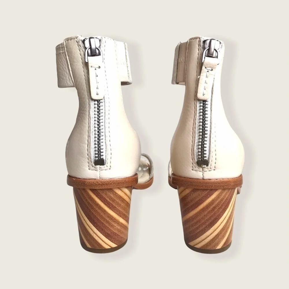 Frye Classic Cream Brielle Zip Block Ankle Heels - Picture 11 of 16
